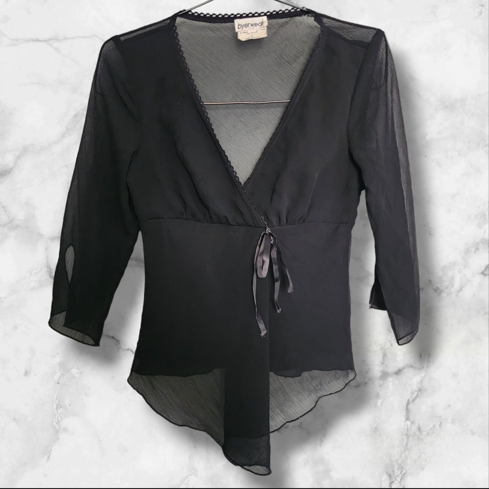 BYERWEAR women's sheer dress top L